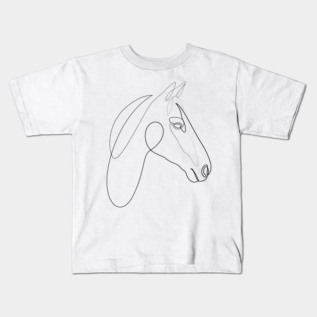 One line horse - H3 Kids T-Shirt by addillum
